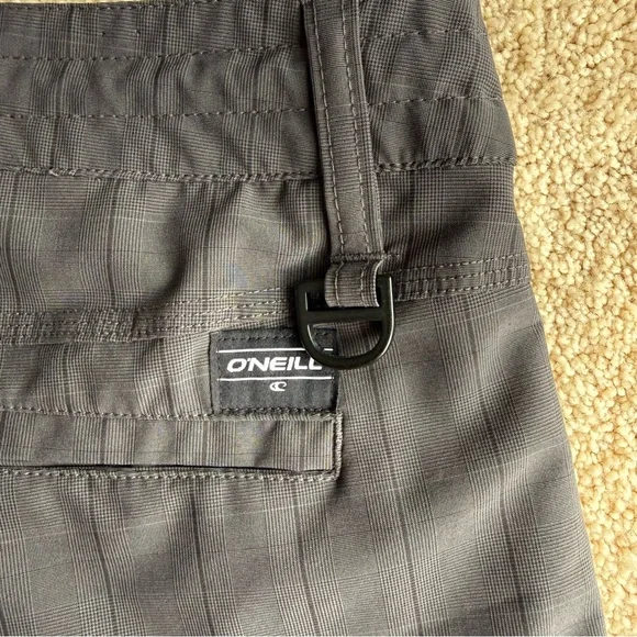 O’Neill Mens Hybrid Shorts Size 34 Gray Plaid Crossover Stretch Casual Surf - Picture 7 of 9